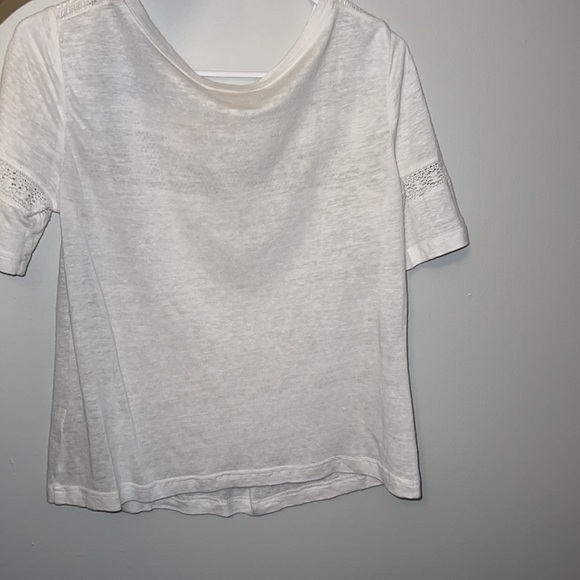 Rebecca Taylor white short sleeve top w/ crochet & ruffle detail size small - Picture 3 of 6